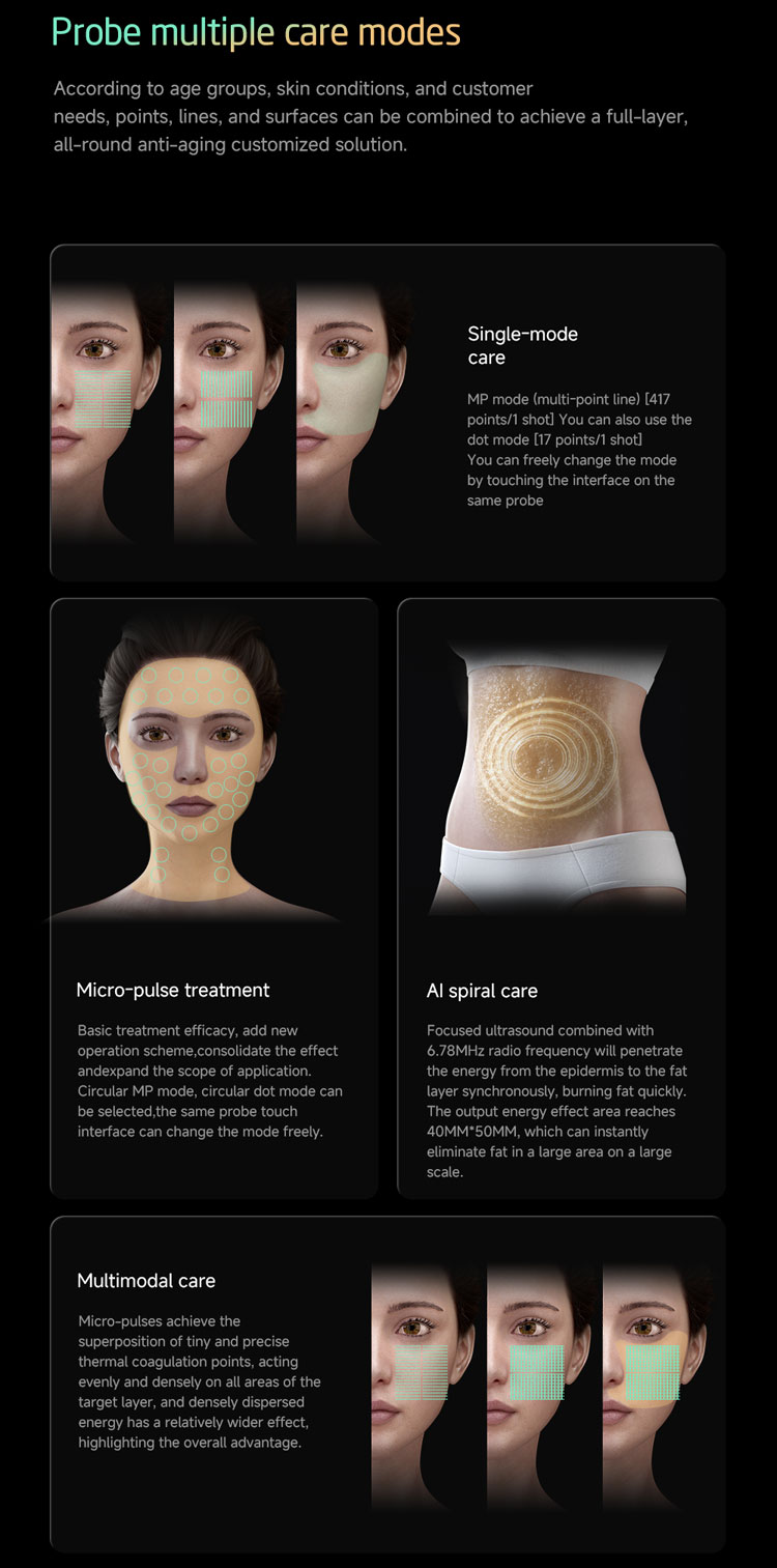 Skin care machine with 3 handles