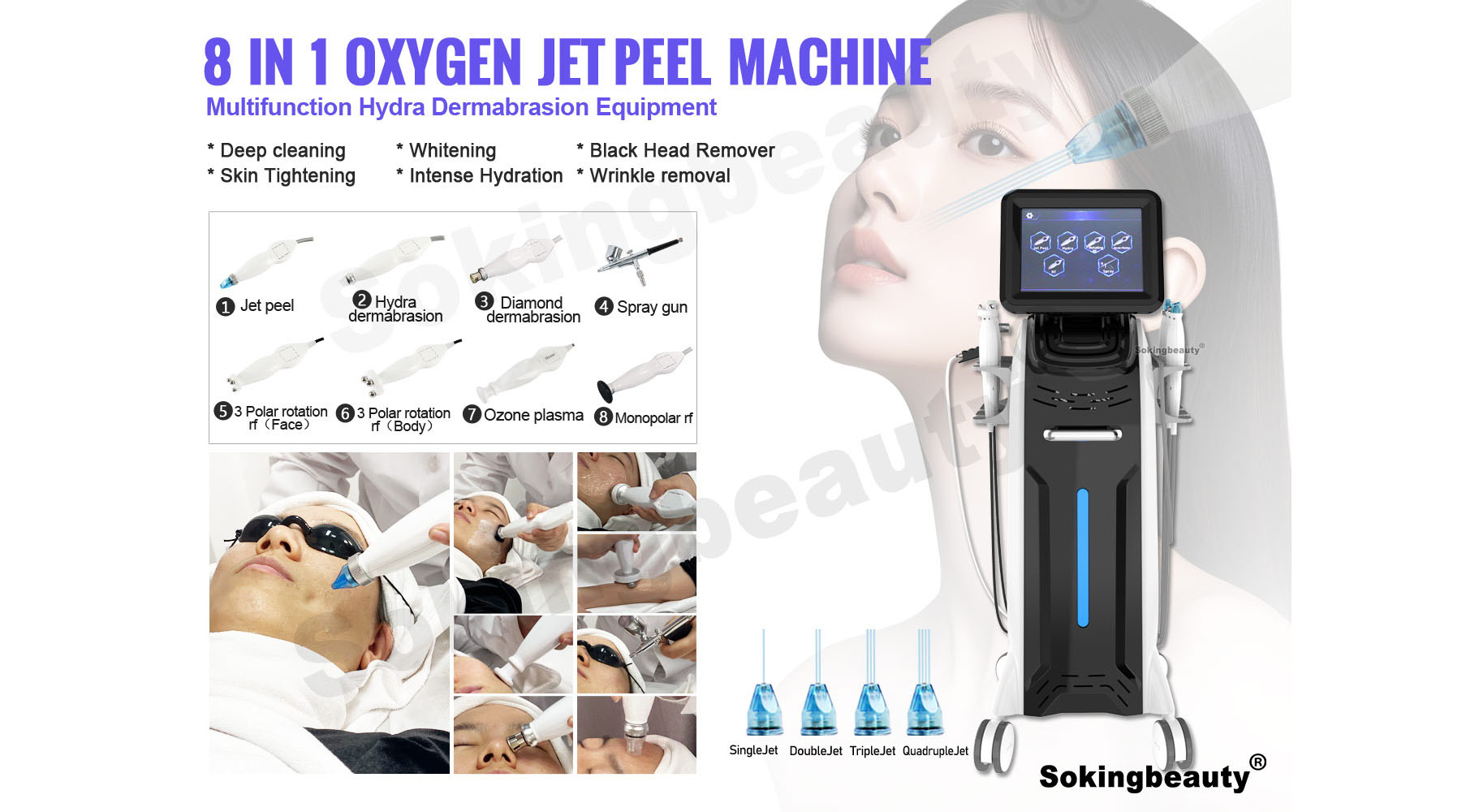 Water oxygen facial beauty equipment