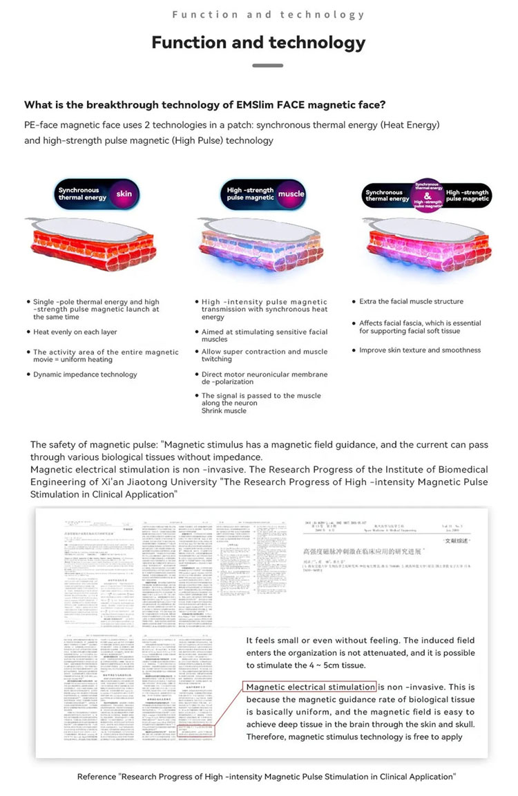 Latest Trending PEface RF Heat Energy Output And Strong Pulsed Magnetic Em Slim Face Vline Face Lift