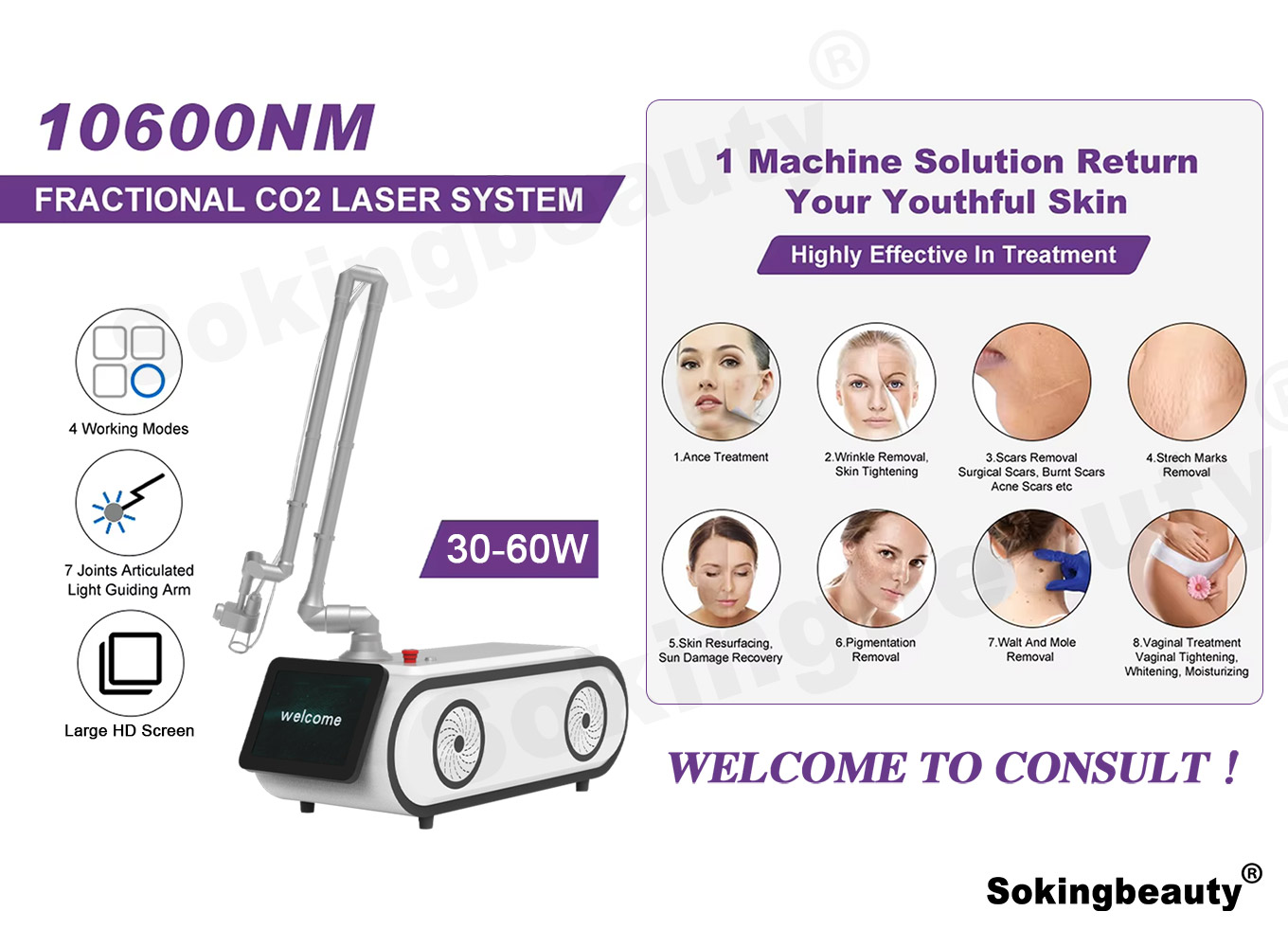 skin rejuvenation CO2 laser machine